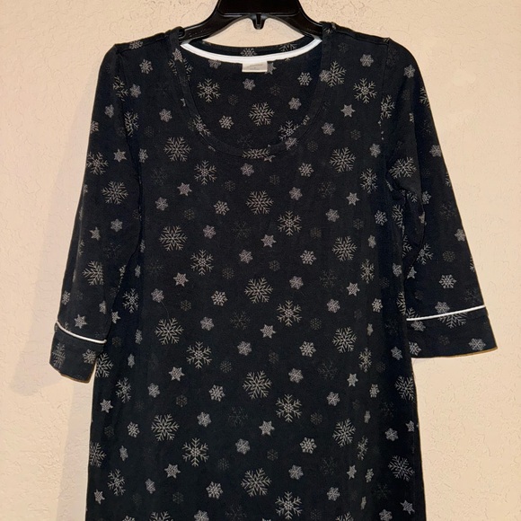 Soma Black Embraceable Snowflake Nightgown Sleep Dress Cotton Modal - Picture 2 of 8